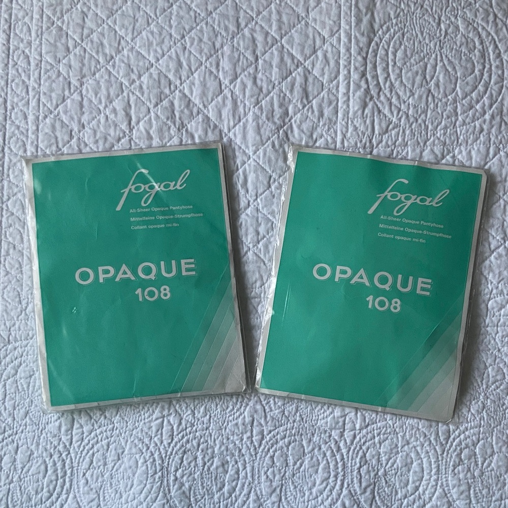 Fogal Opaque 108 Tights Hosiery Pantyhose Gray Ice 2 Pairs Medium NEW